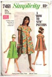 7461 Simplicity  1967 HOW TO SEW SHORT SLEEVES /SLEEVELESS SWING PLEAT DRESS PATTERN 11/12 JR 32"B or 12 34B choice